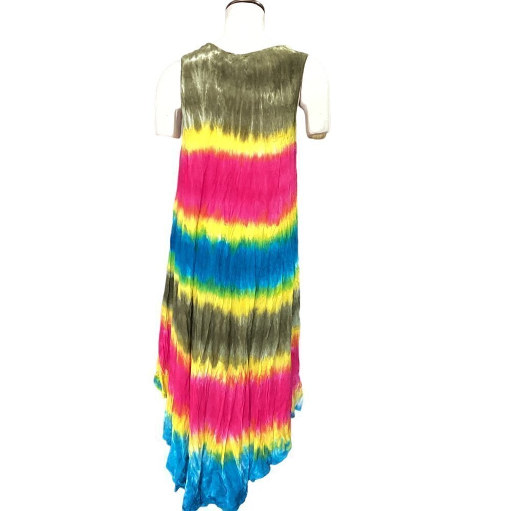 Cute Options Tie Dye Embroidered Sleeveless Midi Dress Free-Size 86H - Picture 4 of 8